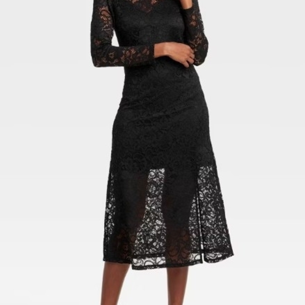 a new day Black Lace Long Sleeve Dress All Sizes Available